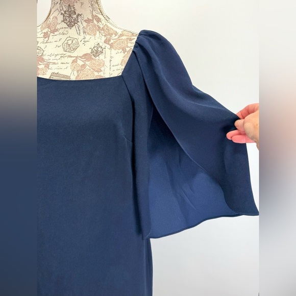 TRINA TURK Blue long flutter sleeve cocktail shift dress size S - Picture 5 of 15